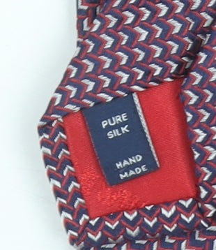 T.M. Lewin Men's Burgundy Geometric Pure Silk Handmade Tie