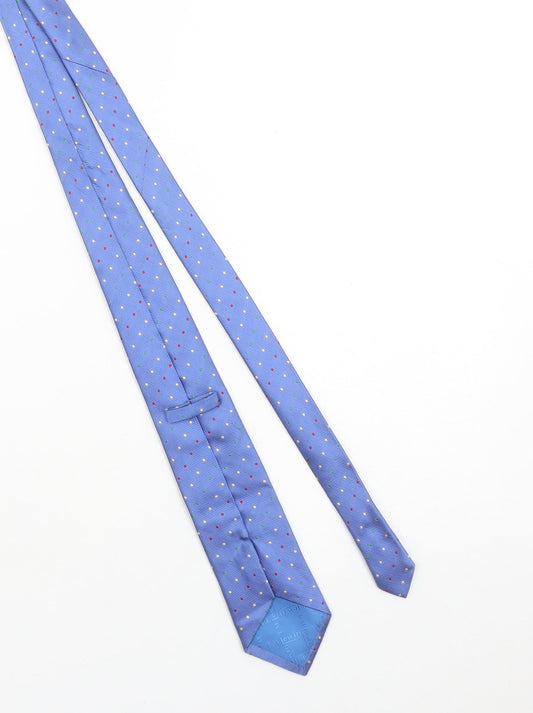 T.M. Lewin Men's Blue Polka Dot Silk Tie - Elegant Designer Style