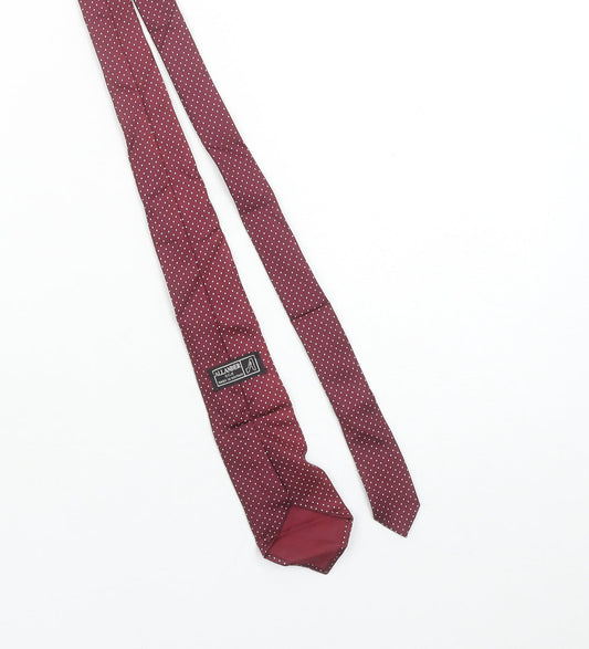 Allander Men's Burgundy Polka Dot Silk Tie Made in Britain