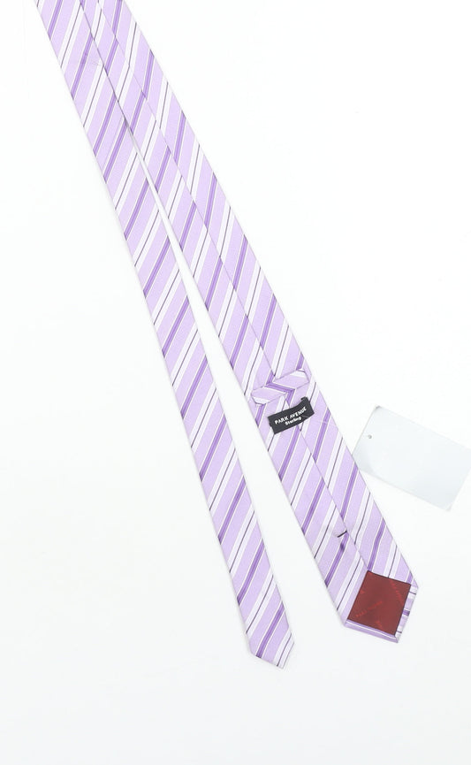 Mens Park Avenue Purple Striped 100% Silk Slim Tie