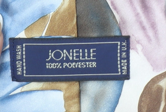 Jonelle Men's Blue Beige Floral Polyester Slim Tie 176cm