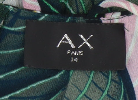 AX Paris Women’s Multicoloured Tropical Print Wrap Midi Dress Size 14