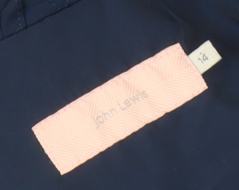 John Lewis Womens Blue Parka Coat Size 14 Hooded Long Jacket