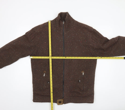 Timberland Men’s Brown Wool Blend Full Zip Knit Jumper L