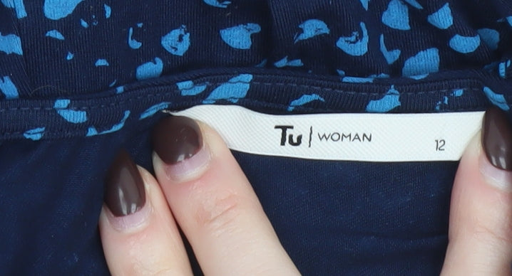 Tu Woman Blue Animal Print Sleeveless Jumpsuit Size 12 Viscose Blend