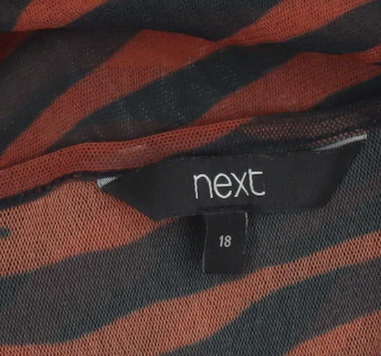 Next Women’s Brown Animal Print Mesh Midi A-Line Dress Size 18