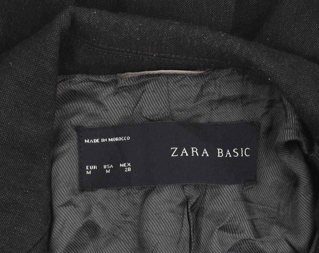 Zara Basic Women Black Size 12 Single-Breasted Blazer