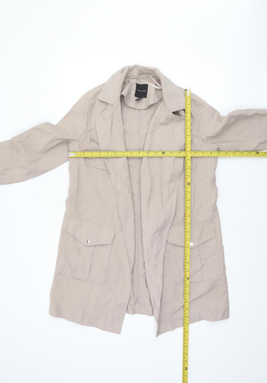 New Look Women Beige Long Trench Coat Size 8 Lightweight Classic Style