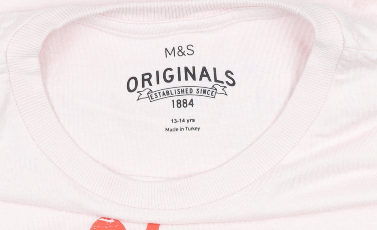 Teens UK Size 14 Marks and Spencer Pink Basic T-Shirt