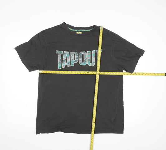 Tapout Men's Black Graphic Sports T-Shirt Size L 100% Cotton