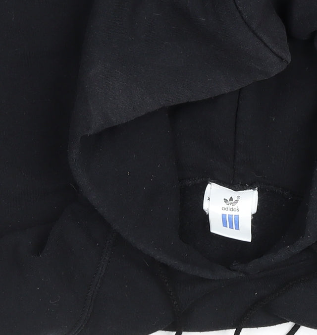 Adidas Womens Black XL Pullover Hoodie with Logo Print