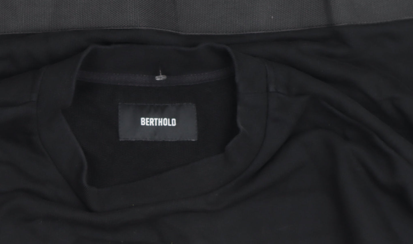 Berthold Men's Black Cotton Crew Neck Pullover Jumper L