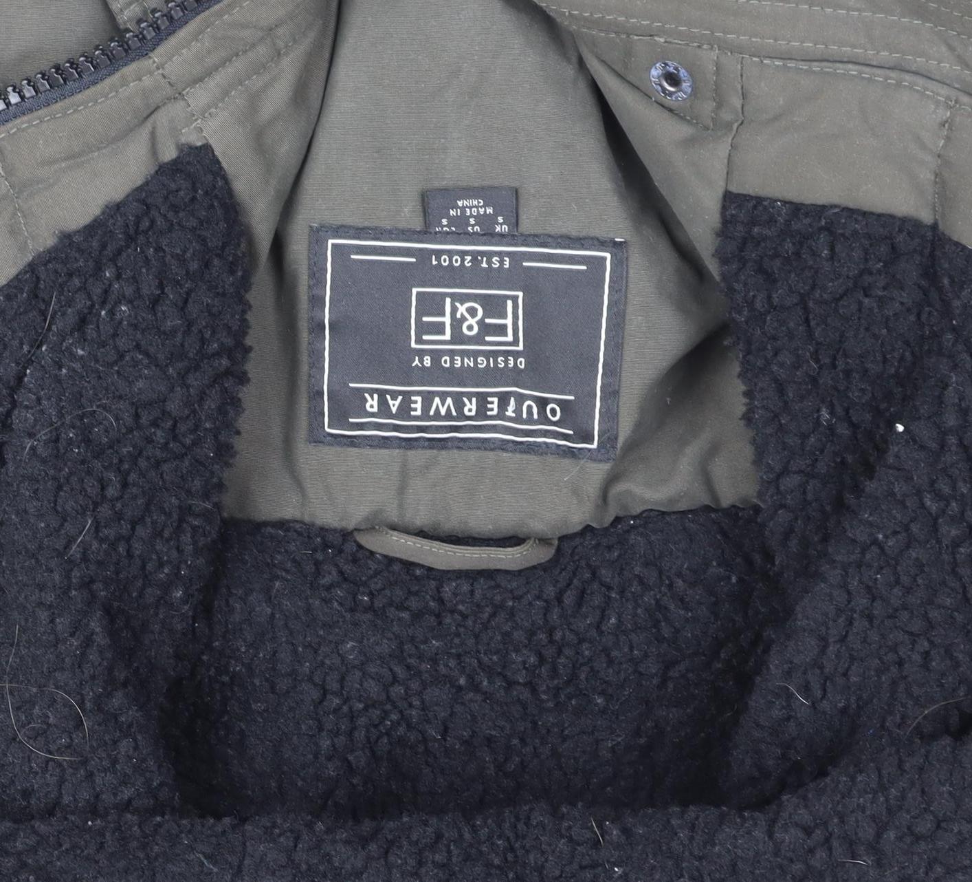 F&F Men's Green Hooded Padded Parka Coat Size S Winter Insulated