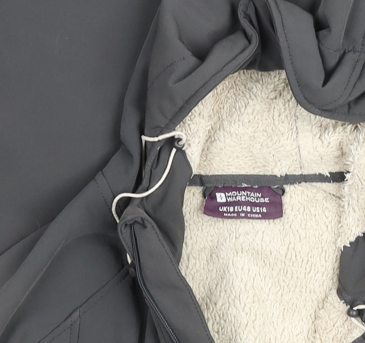 Mountain Warehouse Women Black Softshell Hooded Jacket UK 18