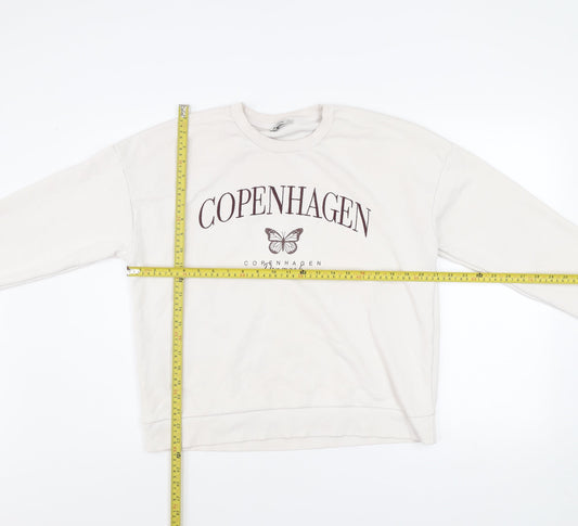 Womens UK Size L Stradivarius Beige Pullover Sweatshirt