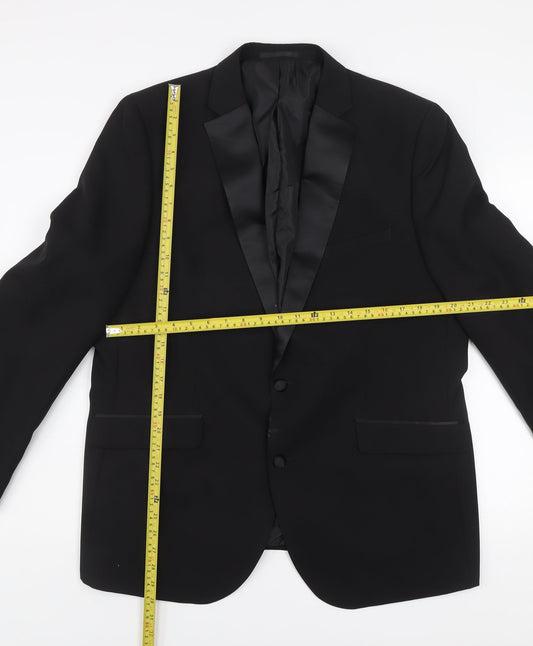 Mens UK Size 48R Charlton Gray Regular Black Suit Tuxedo