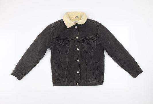 Womens UK Size 4 Topshop Black Denim Jacket