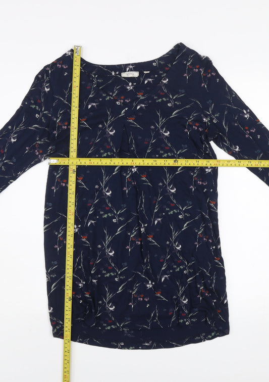 Fat Face Women’s Blue Floral Long Sleeve Tunic Blouse Size 10