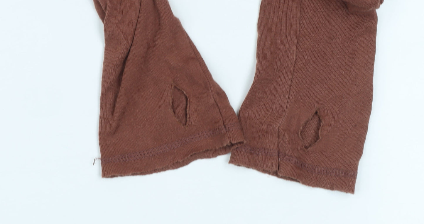 Womens UK Size S Bershka Brown Cropped T-Shirt