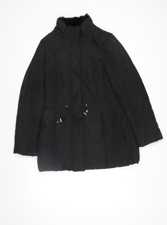 Womens UK Size 10 Roman Black Parka Coat