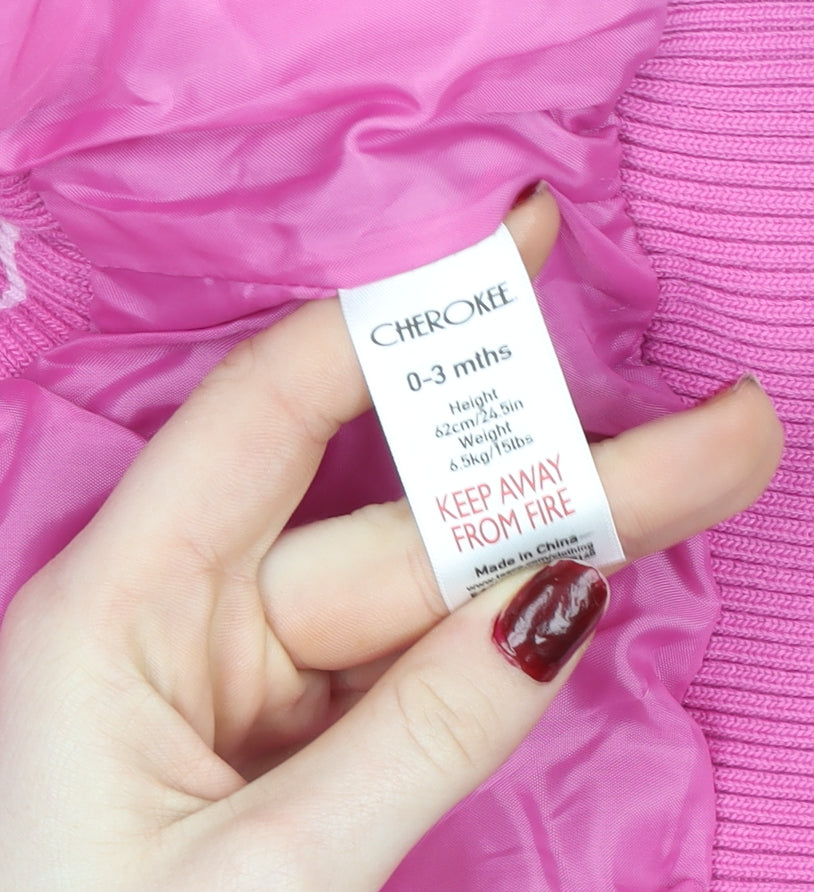 Cherokee Pink Hooded Puffer Jacket 0-3 Months Unisex Baby Winter Outerwear