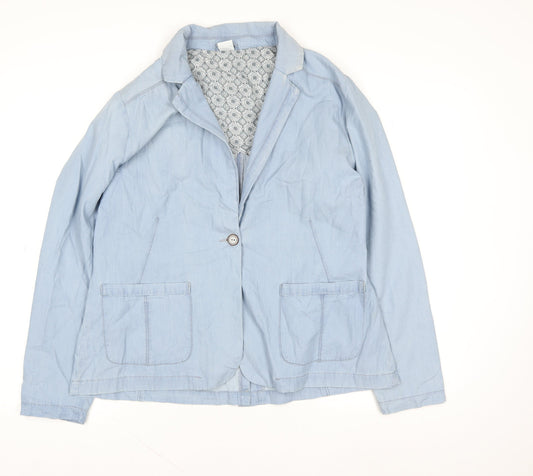 Womens UK Size 16 Cotton Traders Blue Basic Jacket