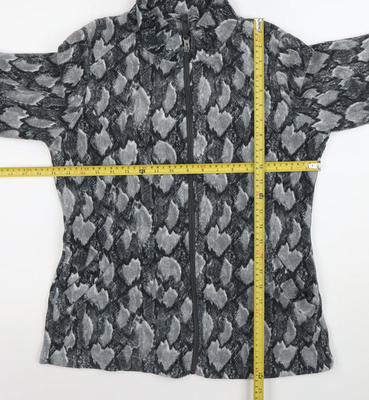 Nutmeg Womens Grey Animal Print Full Zip Fleece Jacket Size 12