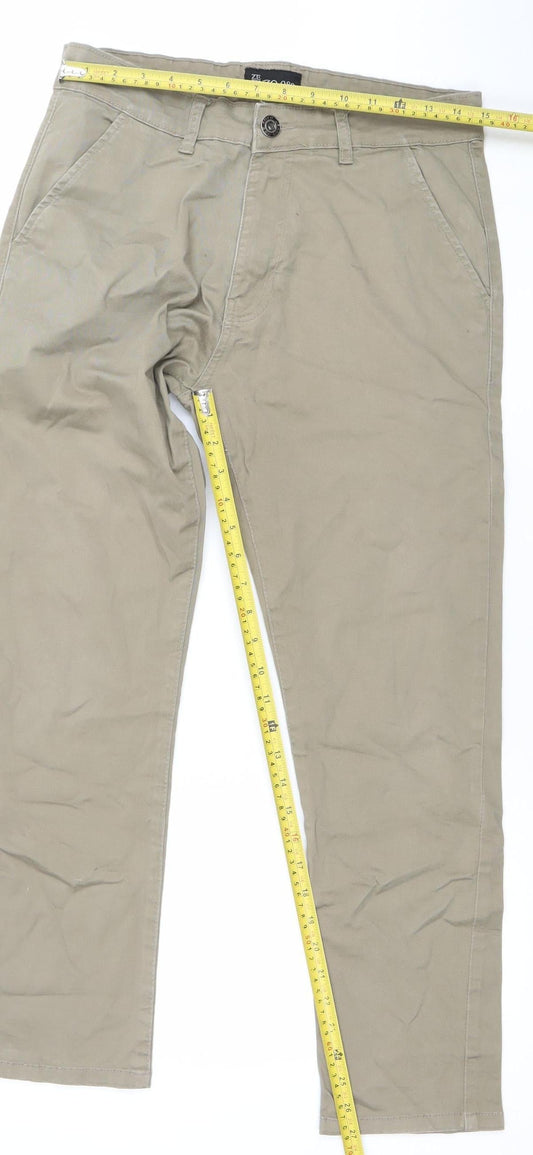 Enzo 989 Men's Beige Chino Trousers 32R Regular Fit Cotton Stretch