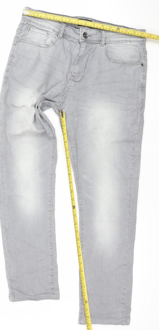 Mens UK Size 32S DNM Industry Slim Fit Straight Grey Jeans