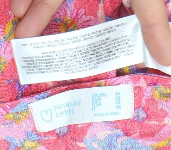 Primark Women’s Pink Floral Fit & Flare Knee Length Dress Size 14