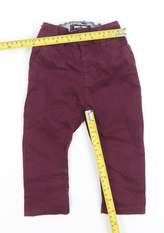 Next Unisex Baby Red Khaki Trousers 6-9 Months Elastic Waist Casual