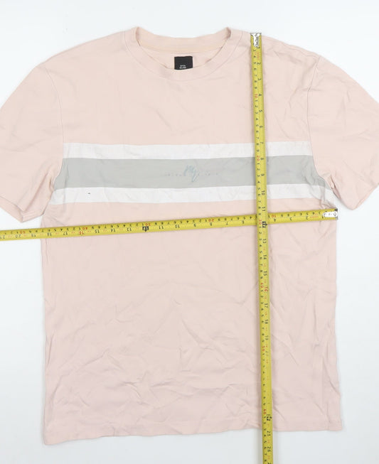 River Island Men’s Beige Colourblock Crew Neck T-Shirt Size S