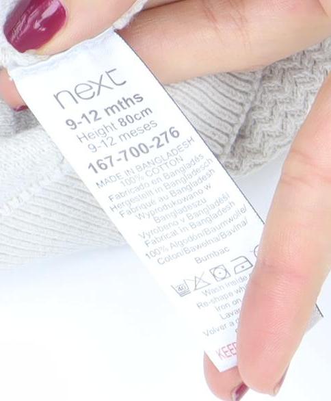 Next Boys Beige Cotton Knit Pullover Jumper 9-12 Months