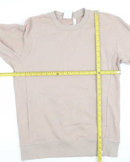 Adidas Men Beige Cotton Sweatshirt M Crew Neck Pullover