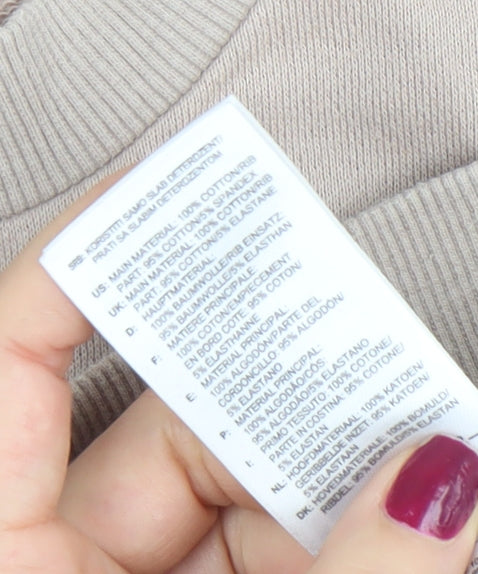 Adidas Men Beige Cotton Sweatshirt M Crew Neck Pullover