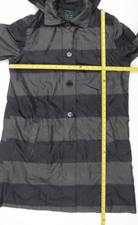 Esmara Women Black Striped Waterproof Hooded Rain Coat Size 18