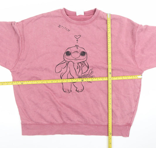 Primark Disney Stitch Pink Women's Sweatshirt M Pullover Casual
