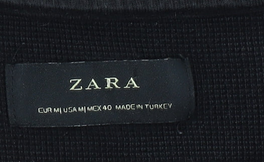 Womens UK Size M Zara Black Basic T-Shirt