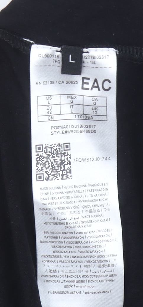 Guess Womens Black Logo Print Viscose Stretch T-Shirt Size L UK 12