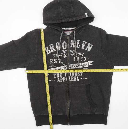 Mens UK Size M Brave Soul Black Full Zip Hoodie