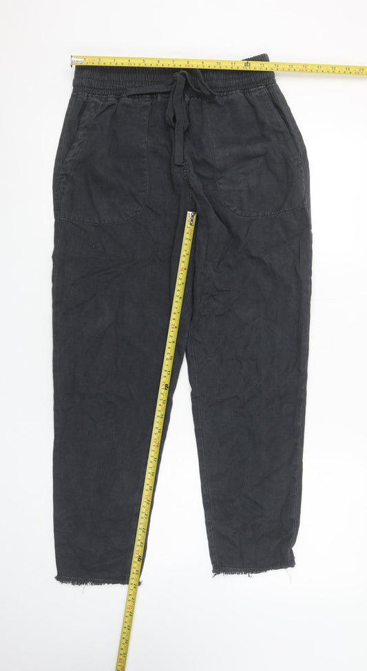 Womens UK Size XS Zara Regular Fit Jogger Black Trousers