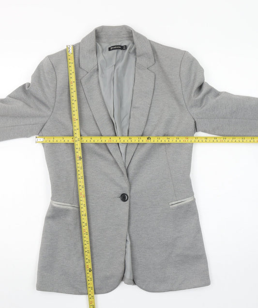 Stradivarius Womens Grey Slim Fit One Button Blazer Size 12