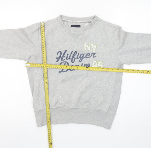 Tommy Hilfiger Girls Grey Pullover Sweatshirt Logo Embroidered 12 Years
