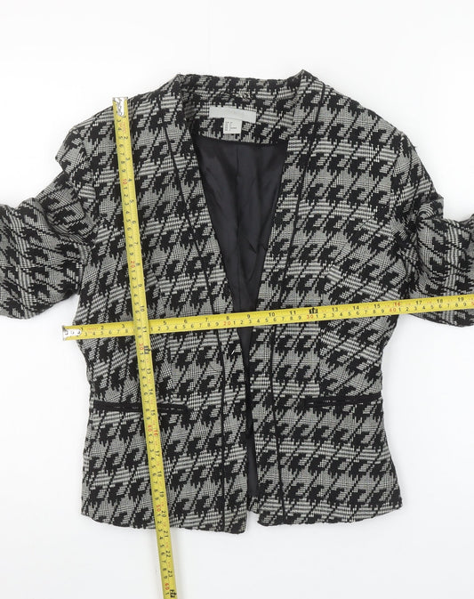 H&M Women's Black & Grey Houndstooth Blazer Size 8 Classic Fit