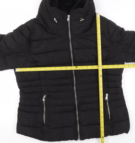 Nutmeg Womens Black Size 16 Puffer Jacket Quilted Zip Coat