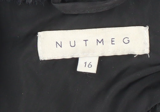 Nutmeg Womens Black Size 16 Puffer Jacket Quilted Zip Coat