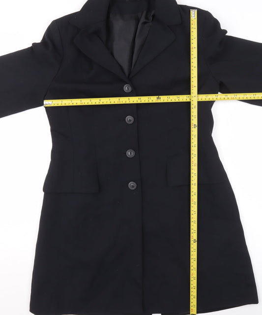 Womens UK Size 12 Dorothy Perkins Black Overcoat
