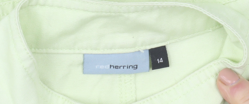 Red Herring Womens Green Cotton Jacket Size 14 Casual Style