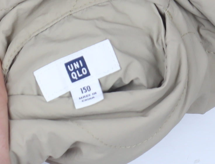 Girls UK Size 11-12 Years Uniqlo Beige Quilted Coat