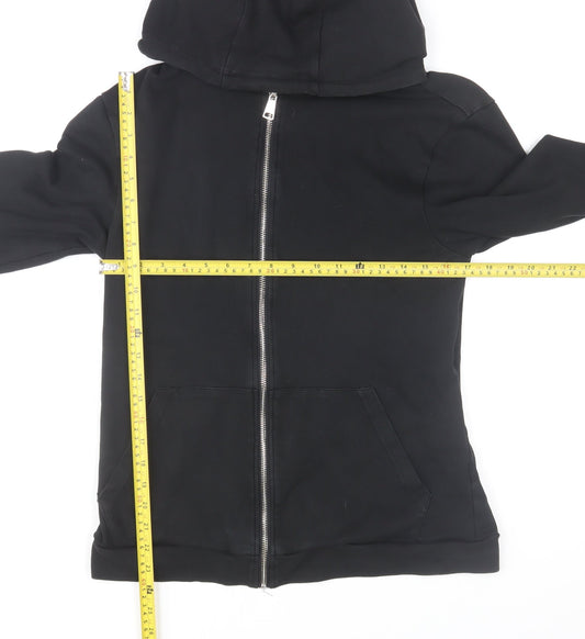 White Threads Men's Black L Basic Hooded Zip Activewear Jacket